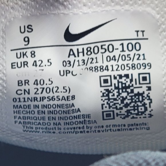 Nike Air Max 270 Mens 9 White Black Running Athletic Comfort Shoes AH8050-100 - Picture 8 of 15